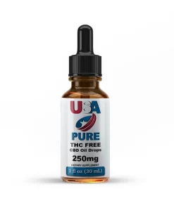 Bottle of USA Pure CBD USDA Organic THC-Free CBD Oil with organic label